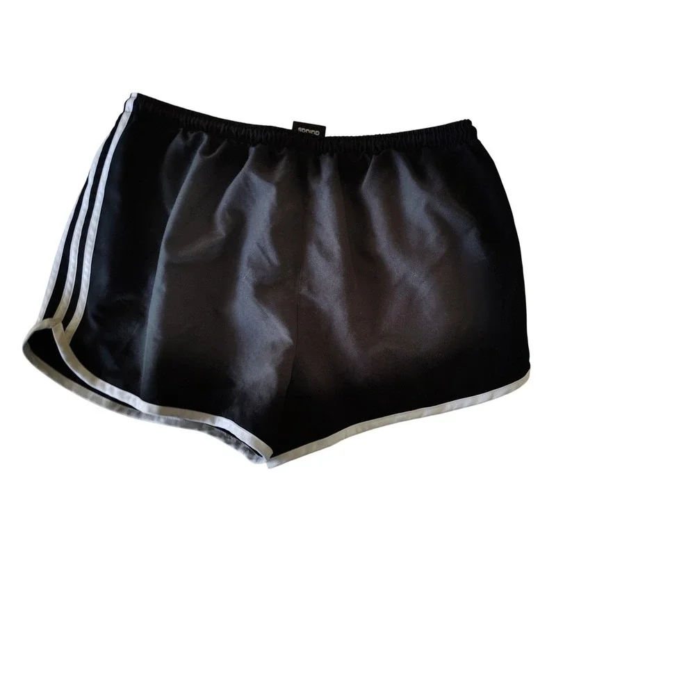 Adidas Marathon‎ 10 Running Shorts Black White Stripes Womens Large 9830W12
